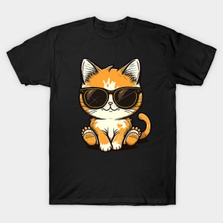 Cute ginger cat wearing sunglasses T-Shirt